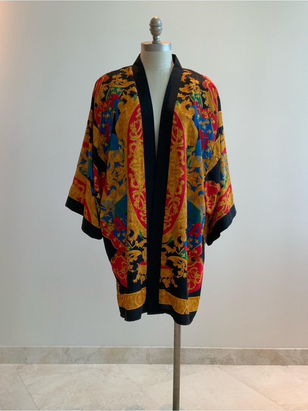 Designer Inspired Multicolor Baroque Print Kimono Women's Top Sz XLG
